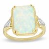 Thumbnail Image 0 of Rectangular Lab-Created Opal and Diamond Accent Ring in 10K Gold