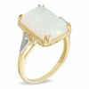 Thumbnail Image 1 of Rectangular Lab-Created Opal and Diamond Accent Ring in 10K Gold