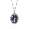 Thumbnail Image 1 of Oval Mystic Fire® Topaz and Diamond Accent Pendant in 10K White Gold