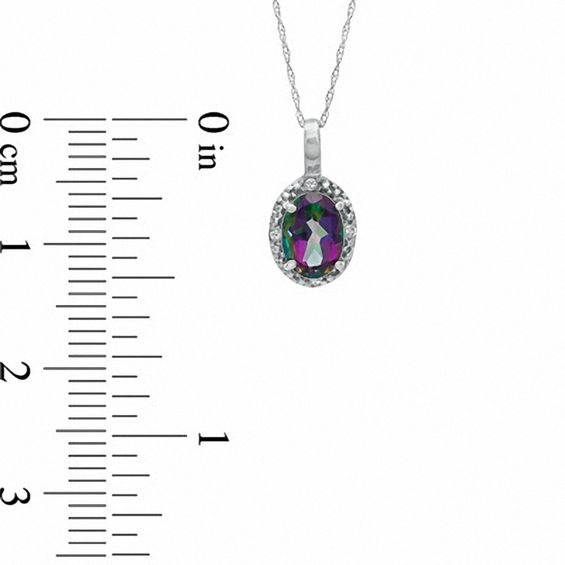 Oval Mystic FireÂ® Topaz and Diamond Accent Pendant in 10K White Gold