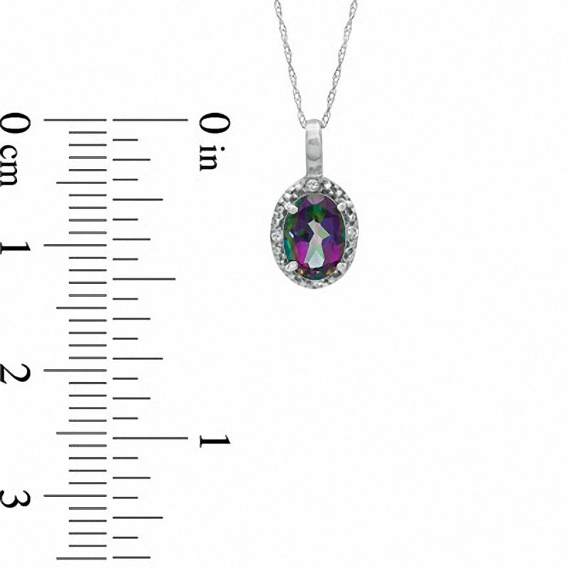 Main Image 2 of Oval Mystic Fire® Topaz and Diamond Accent Pendant in 10K White Gold