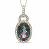 Thumbnail Image 1 of Oval Mystic Fire® Topaz and Diamond Accent Pendant in 10K Gold