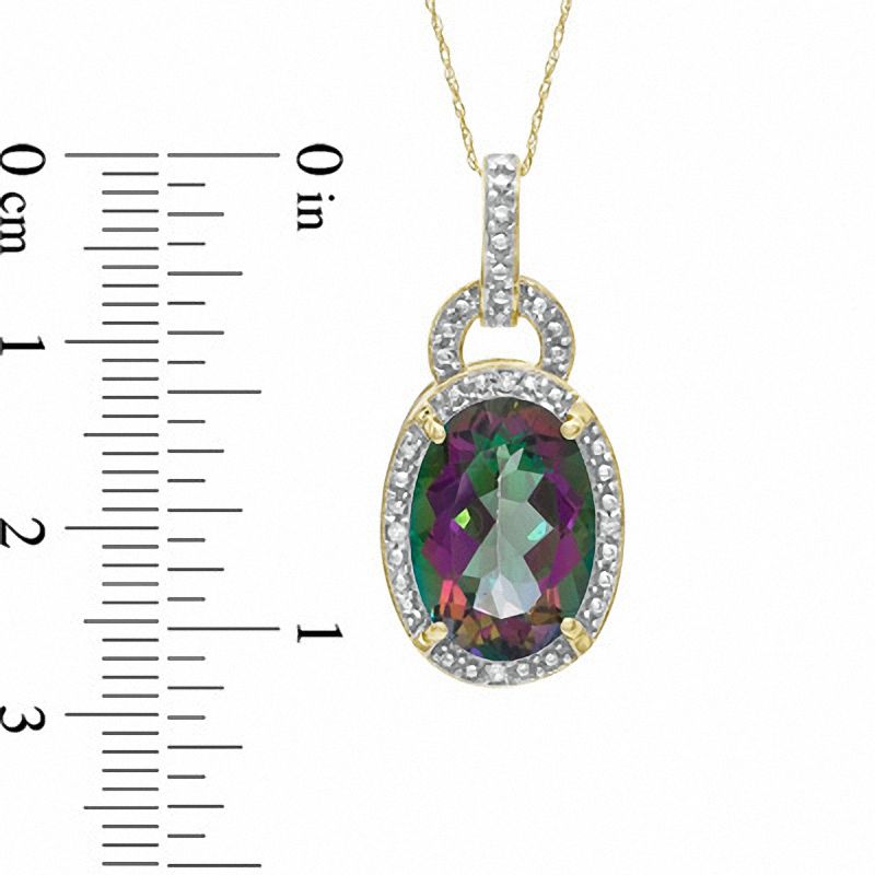 Main Image 2 of Oval Mystic Fire® Topaz and Diamond Accent Pendant in 10K Gold