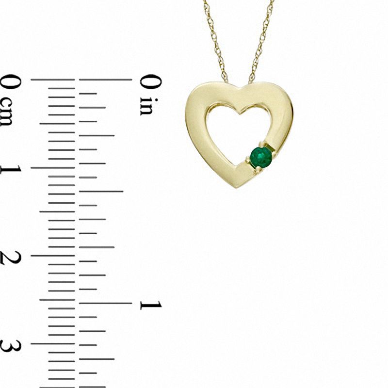 Main Image 2 of Lab-Created Emerald Heart Pendant in 10K Gold