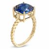 Thumbnail Image 2 of 10.0mm Cushion-Cut Lab-Created Blue Sapphire Ring in 10K Gold