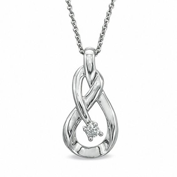 Diamond Accent Solitaire Infinity Pendant in Sterling Silver