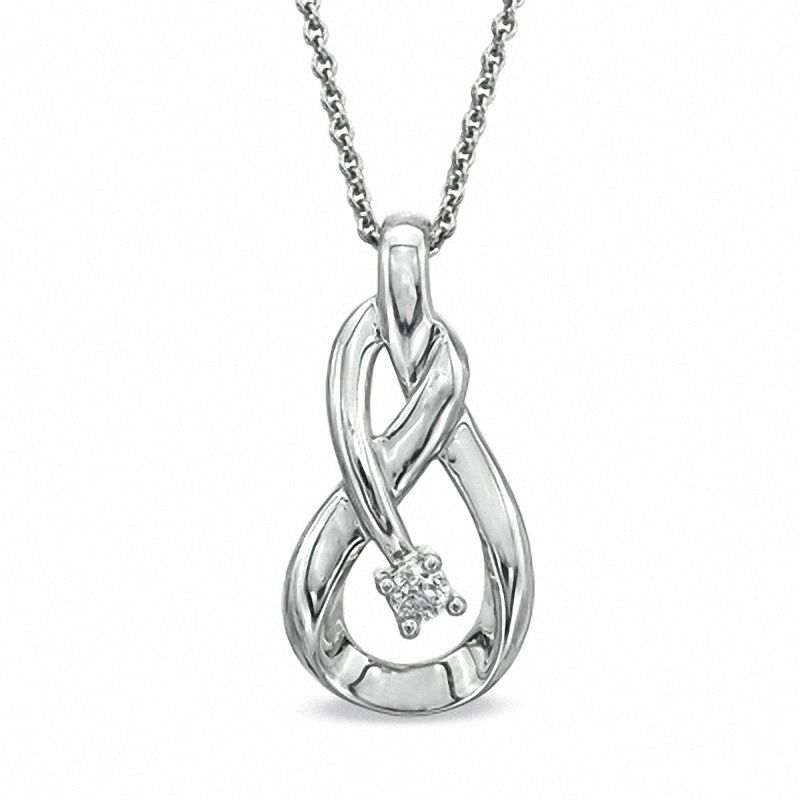 Diamond Accent Solitaire Infinity Pendant in Sterling Silver