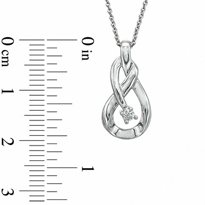 Diamond Accent Solitaire Infinity Pendant in Sterling Silver