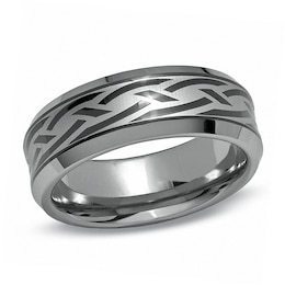 Triton 8.0mm Laser-Inscribed Tattoo Wedding Band in Tungsten