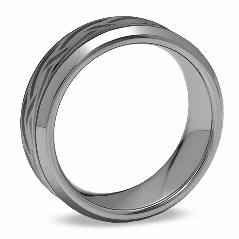 Main Image 2 of Triton 8.0mm Laser-Inscribed Tattoo Wedding Band in Tungsten