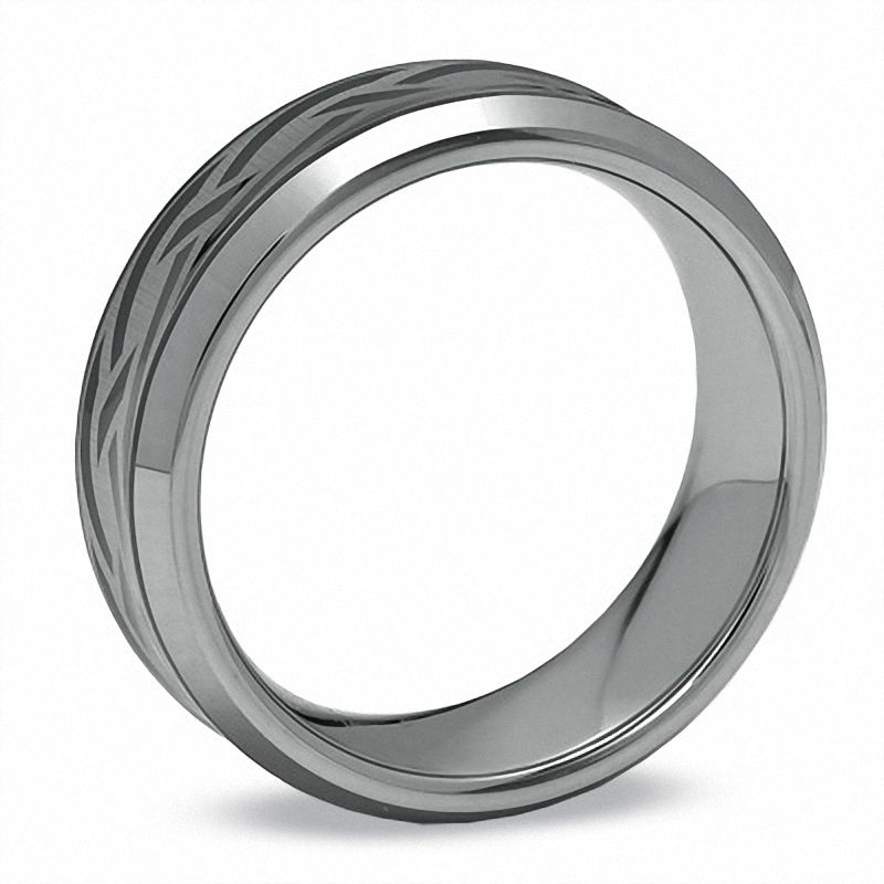 Triton Men's 8.0mm Laser-Inscribed Tattoo Wedding Band in Tungsten