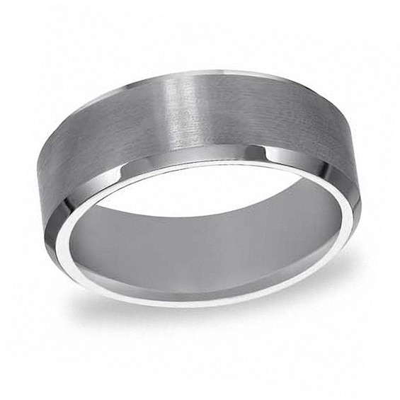 Triton's 8.0mm Comfort Fit Beveled Edge Wedding Band in Tungsten