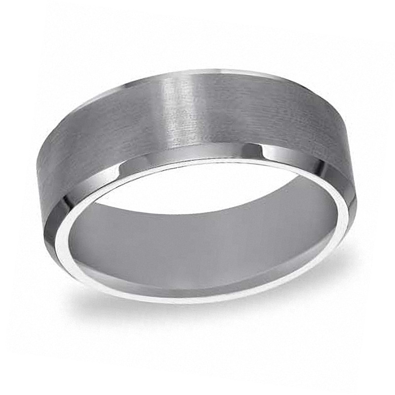 Main Image 1 of Triton's 8.0mm Comfort Fit Beveled Edge Wedding Band in Tungsten