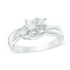 Thumbnail Image 1 of 1/2 CT. T.W. Princess-Cut Diamond Three Stone Swirl Engagement Ring in 14K White Gold