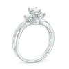 Thumbnail Image 1 of 1/2 CT. T.W. Princess-Cut Diamond Three Stone Swirl Engagement Ring in 14K White Gold