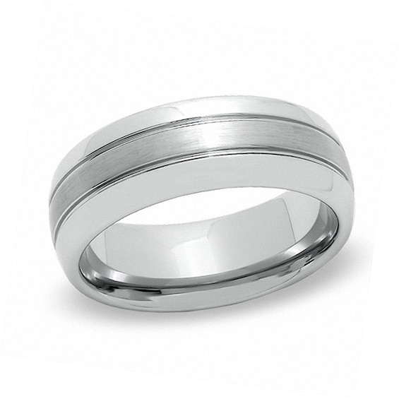 Triton 8.0mm Comfort Fit Satin Center Tungsten Wedding Band