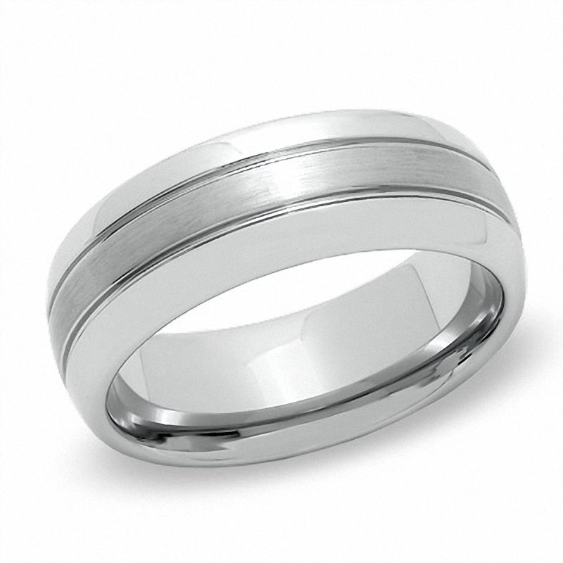 Triton 8.0mm Comfort Fit Satin Center Tungsten Wedding Band | Zales