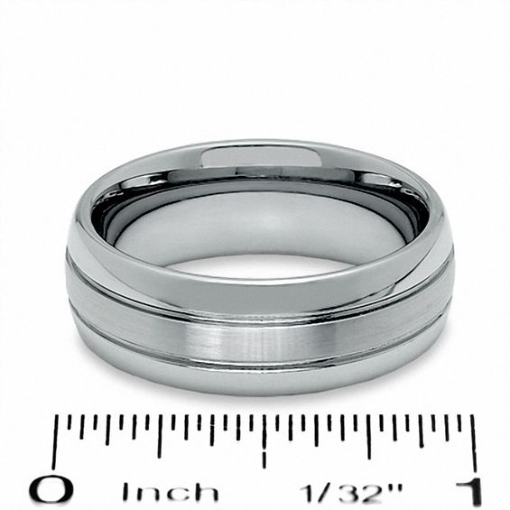 Triton 8.0mm Comfort Fit Satin Center Tungsten Wedding Band