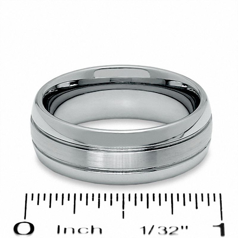 Triton Men's 8.0mm Comfort Fit Satin Center Tungsten Wedding Band