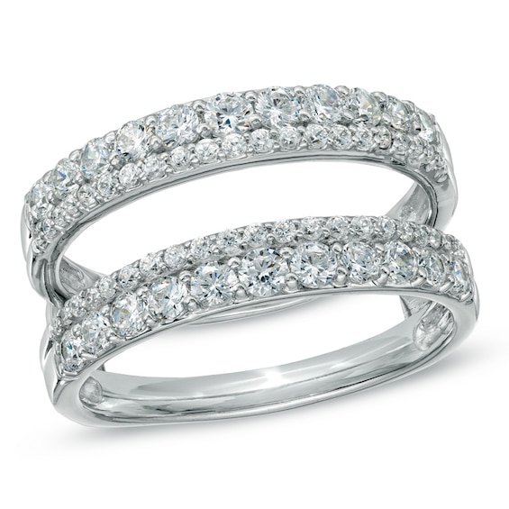 1 CT. T.w. Diamond Double Row Solitaire Enhancer in 14K White Gold