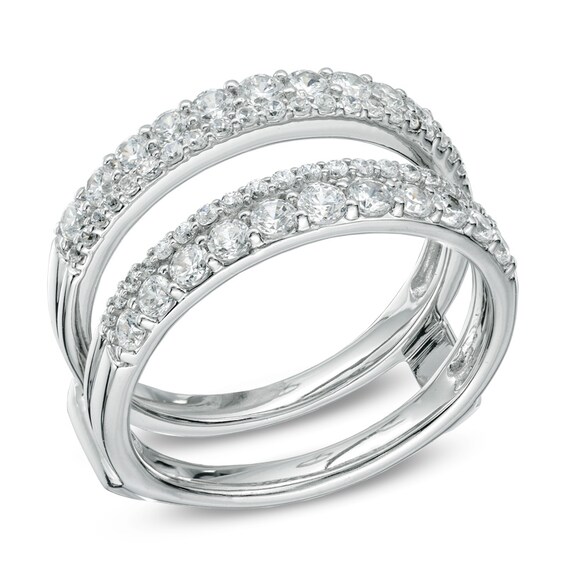 1 CT. T.w. Diamond Double Row Solitaire Enhancer in 14K White Gold