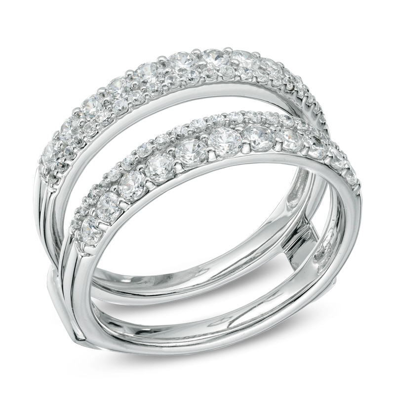Main Image 2 of 1 CT. T.W. Diamond Double Row Solitaire Enhancer in 14K White Gold