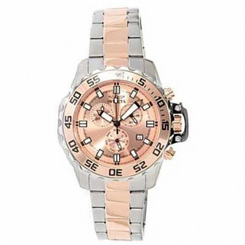 Men's Invicta Pro Diver Chronograph Two-Tone Watch with Rose-Tone Dial (Model: 13627)