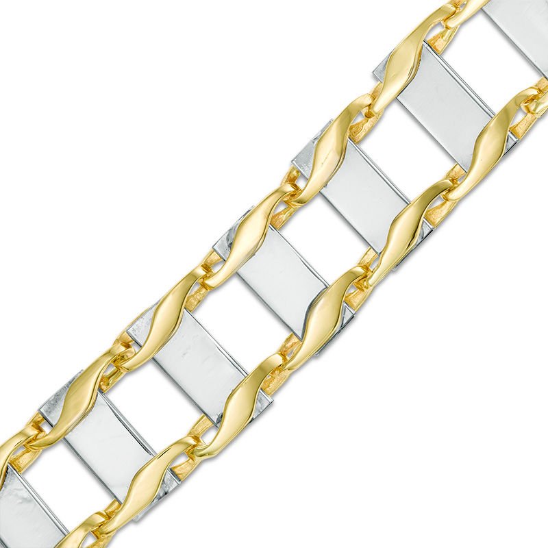 Men's Railroad Bracelet in 14K Two-Tone Gold