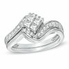 Thumbnail Image 1 of 5/8 CT. T.W. Princess-Cut Quad Diamond Bypass Bridal Set in 10K White Gold