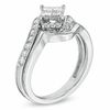 Thumbnail Image 2 of 5/8 CT. T.W. Princess-Cut Quad Diamond Bypass Bridal Set in 10K White Gold
