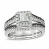 Thumbnail Image 0 of 1 CT. T.W. Enhanced Black and White Diamond Square Frame Bridal Set in 14K White Gold