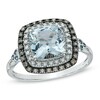 Thumbnail Image 1 of Aquamarine, London Blue Topaz and 1/5 CT. T.W. Enhanced Champagne and White Diamond Ring in 10K White Gold