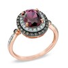 Thumbnail Image 2 of Oval Garnet and 1/5 CT. T.W. Enhanced Champagne and White Diamond Ring in 10K Rose Gold