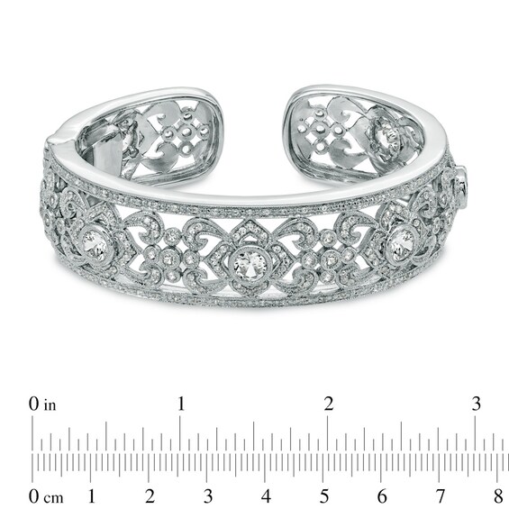 Lab-Created White Sapphire Cuff Bracelet in Sterling