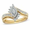Thumbnail Image 1 of 1/2 CT. T.W. Marquise-Shape Diamond Bypass Bridal Set in 14K Gold