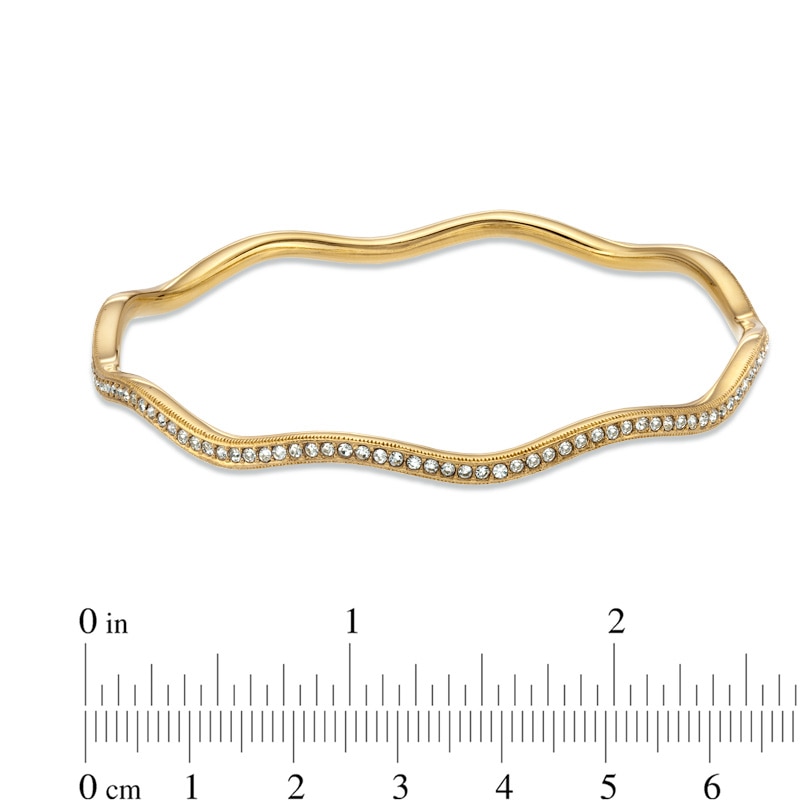 AVA Nadri Crystal Wavy Bangle in Brass with 18K Gold Plate