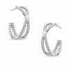 Thumbnail Image 1 of AVA Nadri Cubic Zirconia Hoop Earrings in White Rhodium Brass