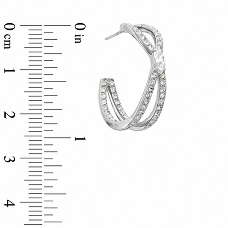 Main Image 2 of AVA Nadri Cubic Zirconia Hoop Earrings in White Rhodium Brass