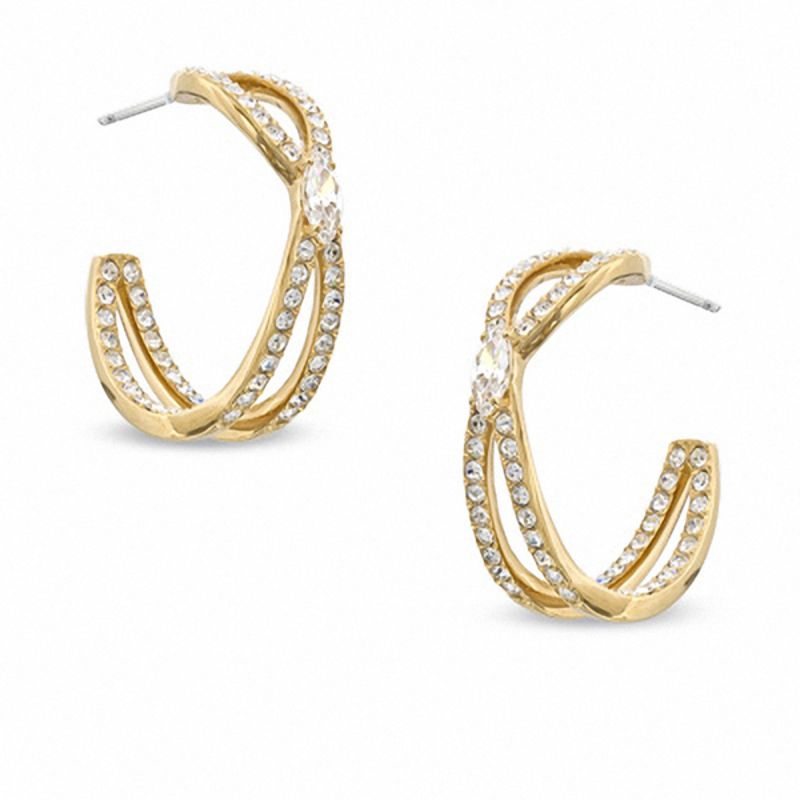 Main Image 1 of AVA Nadri Cubic Zirconia Hoop Earrings in Brass with 18K Gold Plate