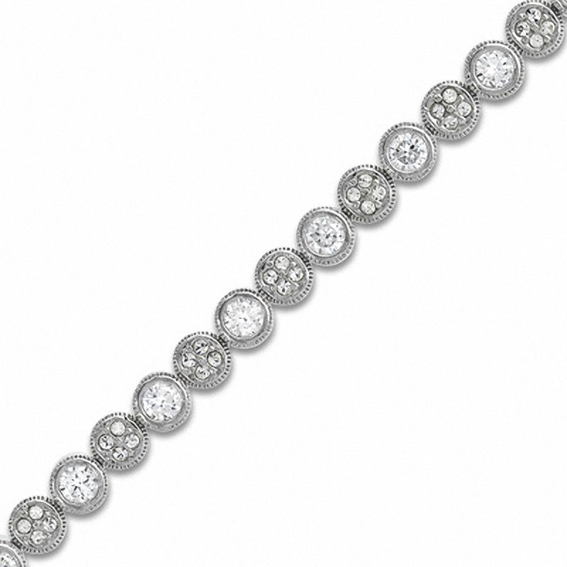 Main Image 1 of AVA Nadri Cubic Zirconia Bracelet in White Rhodium Brass - 7.25"