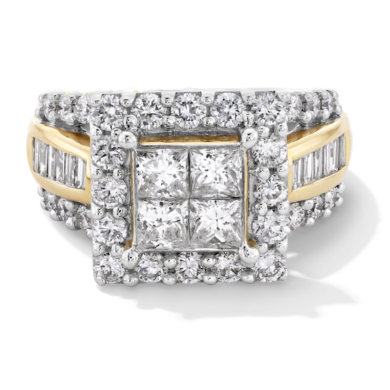 3 CT. T.w. Quad Princess-Cut Diamond Frame Ring in 14K Gold