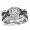 Thumbnail Image 1 of 1-1/6 CT. T.W. Enhanced Black and White Diamond Bridal Set in 14K White Gold