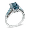 Thumbnail Image 2 of Cushion-Cut London and Swiss Blue Topaz with Smoky Quartz Ring in 10K White Gold