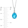 Thumbnail Image 2 of Oval Swiss Blue Topaz and Diamond Accent Pendant in 10K White Gold