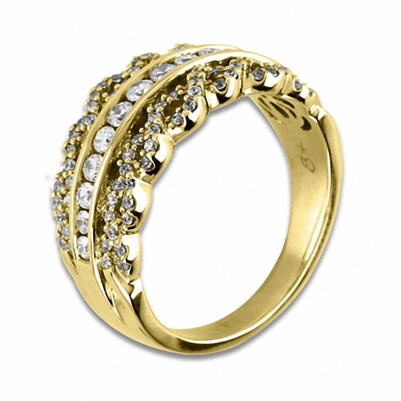 Main Image 2 of 3/4 CT. T.W. Diamond Braided Edge Anniversary Band in 10K Gold