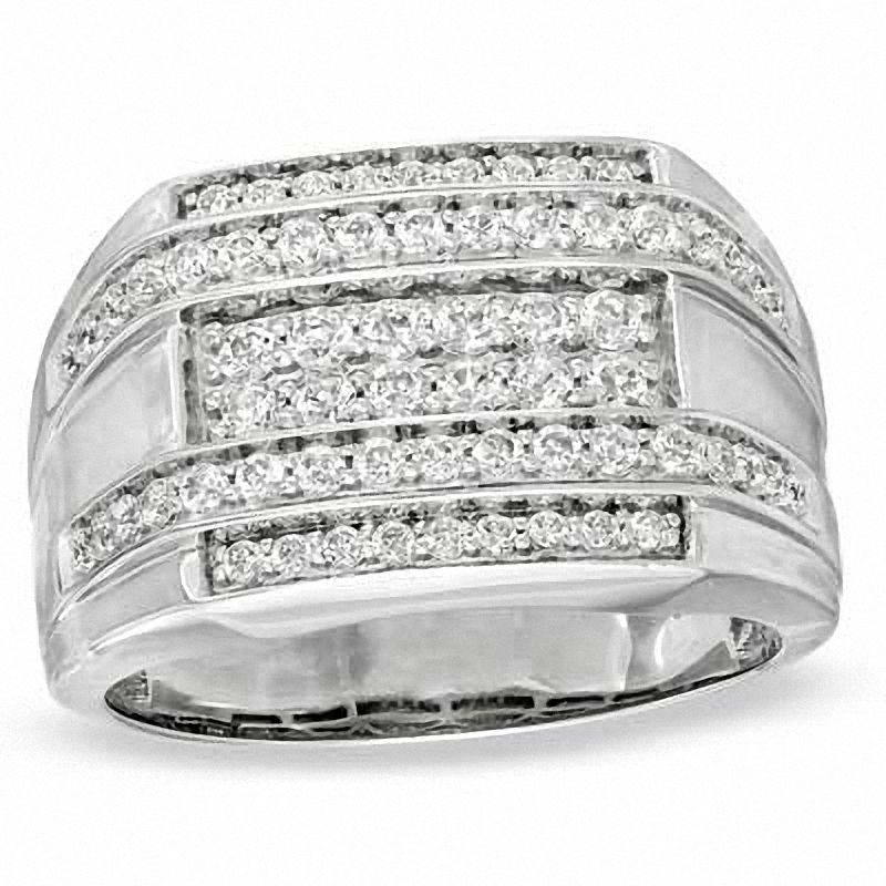 Main Image 1 of Men's 1 CT. T.W. Diamond Ring in 10K White Gold