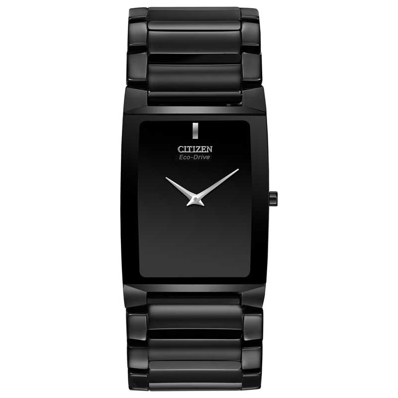Main Image 1 of Men's Citizen Eco-Drive® Stiletto Blade Ceramic Watch with Rectangular Black Dial (Model: AR3045-52E)