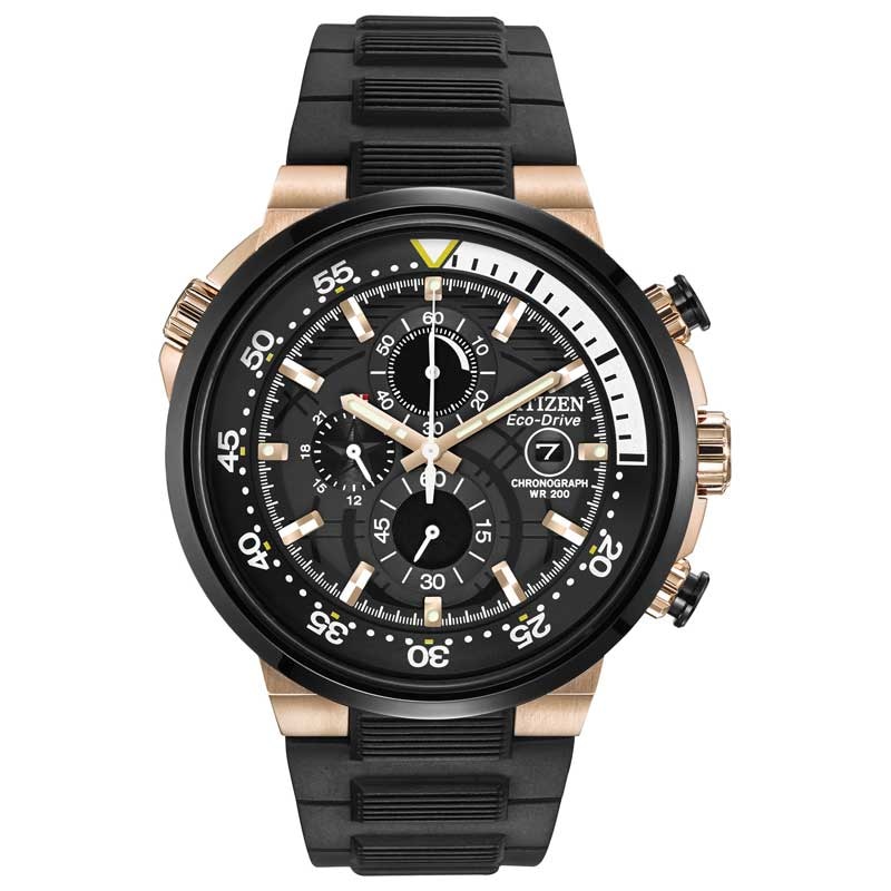 Men's Citizen Eco-Drive® Endeavor Chronograph Watch with Black Dial (Model: CA0448-08E)