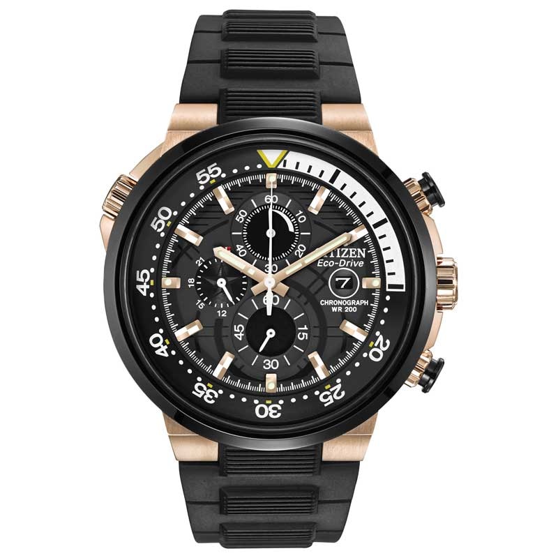 Main Image 1 of Men's Citizen Eco-Drive® Endeavor Chronograph Watch with Black Dial (Model: CA0448-08E)