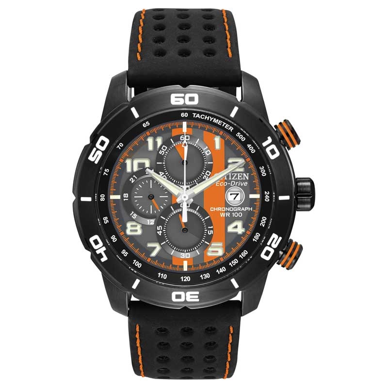 Main Image 1 of Men's Citizen Eco-Drive® Primo Grey IP Strap Watch with Black Dial (Model: CA0467-11H)